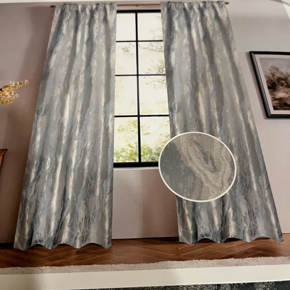 1-NWT CALLISTO HOME SEAFOAM MARBLE CURTAINS SET OF 2  36”x 96” PANELS - Picture 9 of 9